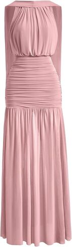 Women's Elegant Backless Maxi Dress Formal Ruched Bodycon Slit Evening Party Cocktail Dresses in Saudi Arabia