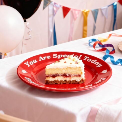 طبق أحمر من You Are Special Today - أطباق احتفالية من السيراميك مقاس 10.6 بوصة لأعياد الميلاد واحتفالات الذكرى السنوية وحفلات الزفاف والتخرج وحفلات استقبال الأطفال والمعالم الهامة وما إلى ذلك. (1) in Kuwait