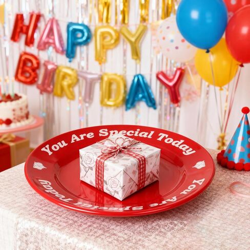 طبق أحمر من You Are Special Today - أطباق احتفالية من السيراميك مقاس 10.6 بوصة لأعياد الميلاد واحتفالات الذكرى السنوية وحفلات الزفاف والتخرج وحفلات استقبال الأطفال والمعالم الهامة وما إلى ذلك. (1) in Kuwait