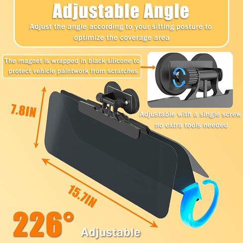 2-Pack Magnetic Sun Visor for UTV & Golf Cart, Polarized Anti-Glare Adjustable Sunshade, Tool-Free Fit for Polaris Ranger/Defender, Can-Am, Uforce 1000, EZGO with Metal Roof/Crossbars in Saudi Arabia