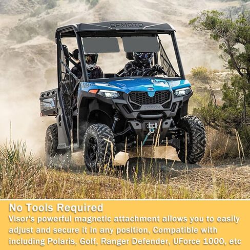 2-Pack Magnetic Sun Visor for UTV & Golf Cart, Polarized Anti-Glare Adjustable Sunshade, Tool-Free Fit for Polaris Ranger/Defender, Can-Am, Uforce 1000, EZGO with Metal Roof/Crossbars in Saudi Arabia