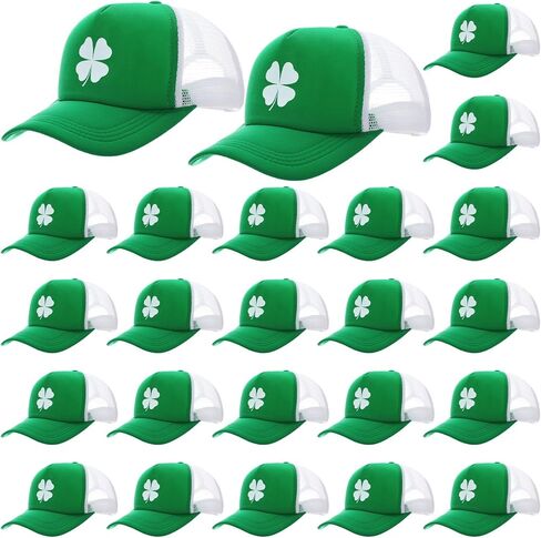 24 Pcs St Patrick's Day Hat Irish 4 Leaf Cap Shamrock Baseball Cap Adjustable Foam Cotton Hat for Men Women Gifts in Saudi Arabia