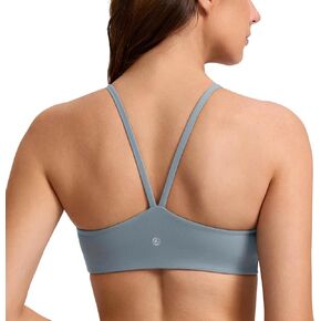CRZ YOGA Butterlift Double Lined V Back Sports Bras for Women - Scoop Neck Spaghetti Strap Wireless Yoga Top Non Padded in Kuwait