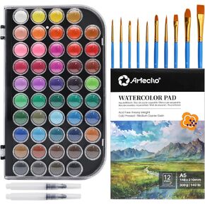 Artecho Watercolor Paint Set, 28 Glitter Metallic Colors, Semi-Moist Pearlescent Water color, Ideal for Beginners and Artists in Kuwait