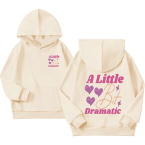 Funny Cute Hoodie for Girls Kawaii Preppy Graphic Sweatshirt for Kids A Little Bit Dramatic Pullover Tops in Saudi Arabia