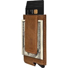 Dinghao RFID Blocking Slim Money Clip Aluminum Wallet Automatic Pop-up Card Case (Texas Brown) in Kuwait