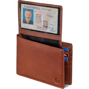 SERMAN BRANDS Full Grain Leather Wallet for Men | RFID Blocking | Extra Capacity Bifold Wallet with ID Windows | Ultra Strong Stitching | Slim Billfold with 13 Card Slots | Gift for Him in Saudi Arabia