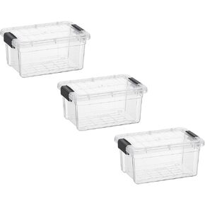 صناديق تخزين سوبريو مع أغطية - صناديق شفافة للتنظيم، حاويات بلاستيكية قابلة للتكديس - خالية من مادة BPA، غير سامة، خالية من الرائحة، منظم للمنزل والمكتب والنوم، 9.5 لتر، 3 عبوات in Kuwait