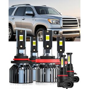 Bulbs Fit for Jeep Grand Cherokee 2014 2015 2016, 9005 High Beams H11 Low Beams H11 Fog Lights Combo Kit, 400% Brightness 6000K White Light, Direct Replacement, Plug-N-Play, 6 Pack in Kuwait
