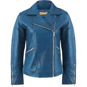 Women’s Real Lambskin Asymmetrical Motorcycle Jacket-Biker Style Genuine Womens Leather Jacket in Saudi Arabia