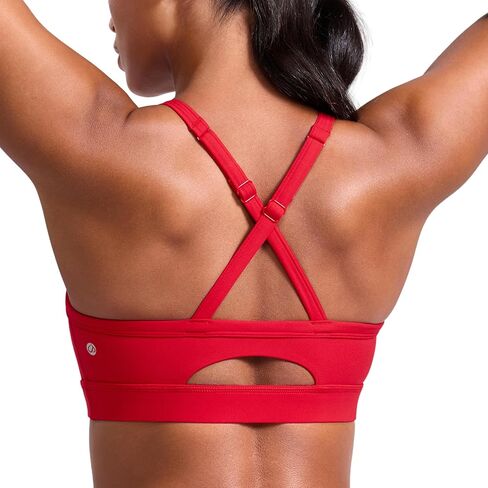 CRZ YOGA Butterlift Cut-Out Cross Back Sports Bras for Women - Adjustable Thin Straps Padded Scoop Neck Pilates Gym Top in Saudi Arabia