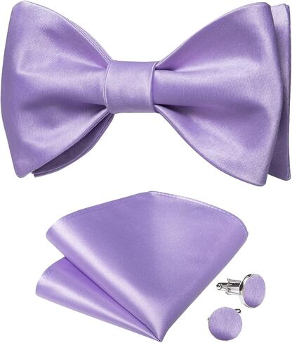 DiBanGu Mens Silk Self Bow Ties,Woven Solid Bowtie and Pocket Square Cufflinks Set for Men Tuxedo Wedding in Saudi Arabia