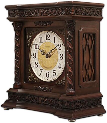 Household Solid Wood Newspaper Time Chinese Desktop Clock Retro Silent in Saudi Arabia