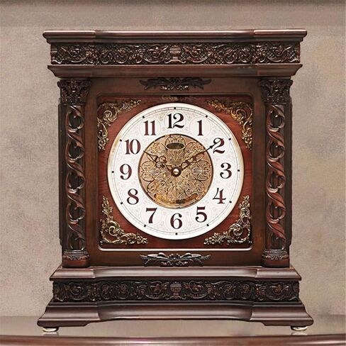 Household Solid Wood Newspaper Time Chinese Desktop Clock Retro Silent in Saudi Arabia