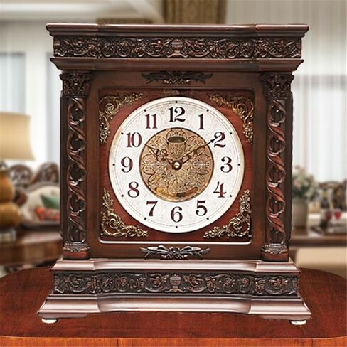 Household Solid Wood Newspaper Time Chinese Desktop Clock Retro Silent in Saudi Arabia