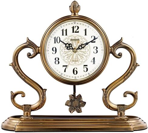 Metal Living Room Seat Clock Quartz Ornaments Chinese Desktop with Pendulum Bell in Saudi Arabia
