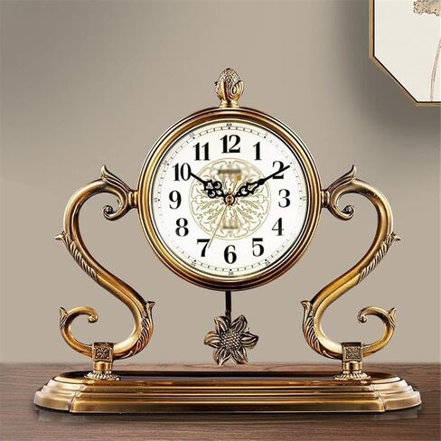Metal Living Room Seat Clock Quartz Ornaments Chinese Desktop with Pendulum Bell in Saudi Arabia