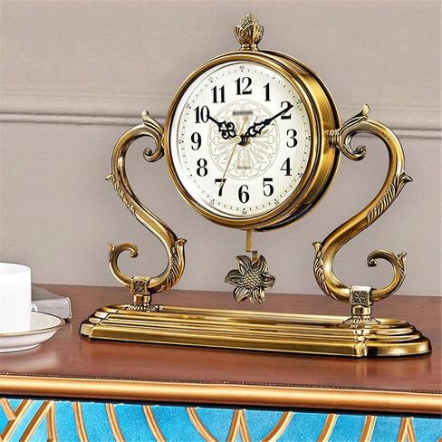 Metal Living Room Seat Clock Quartz Ornaments Chinese Desktop with Pendulum Bell in Saudi Arabia