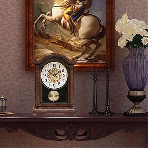Solid Wood Seat Clock Living Room Pendulum Parts Retro Table Silent Chinese Newspaper in Saudi Arabia
