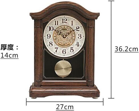 Solid Wood Seat Clock Living Room Pendulum Parts Retro Table Silent Chinese Newspaper in Saudi Arabia