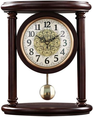Retro Chinese Solid Wood Sitting Clock Family Living Room Table Pendulum Type Ornaments in Saudi Arabia