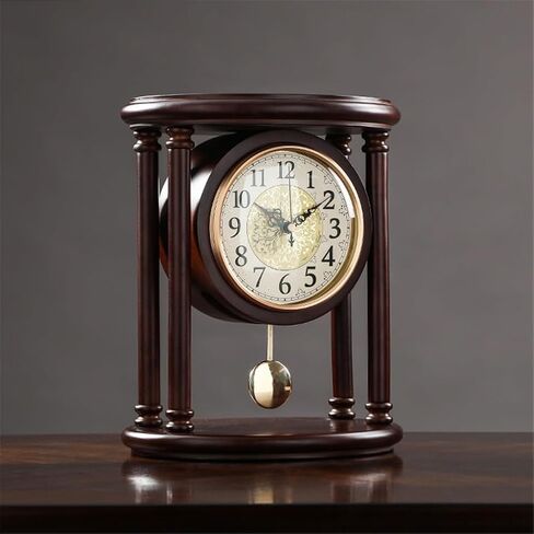Retro Chinese Solid Wood Sitting Clock Family Living Room Table Pendulum Type Ornaments in Saudi Arabia
