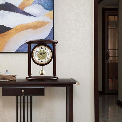 Retro Chinese Solid Wood Sitting Clock Family Living Room Table Pendulum Type Ornaments in Saudi Arabia