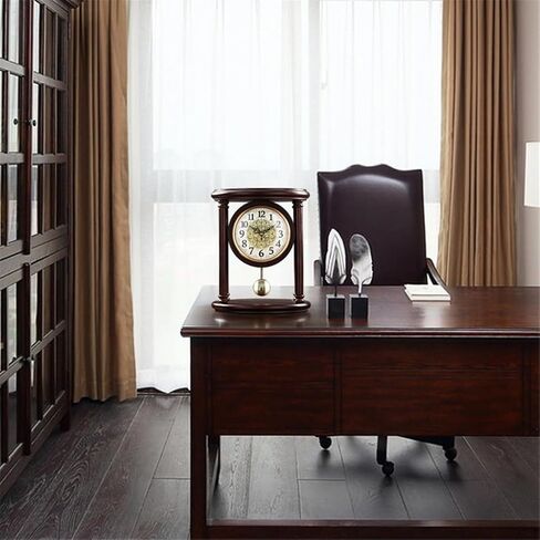 Retro Chinese Solid Wood Sitting Clock Family Living Room Table Pendulum Type Ornaments in Saudi Arabia