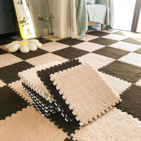 Area Rugs,Fluffy Area Rugs, Soft Puzzle Interlocking Carpet Tiles,Plush Puzzle Foam Floor Mat,Play Mat for Playroom,50 Pieces in Saudi Arabia
