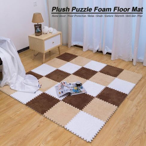 Area Rugs,Fluffy Area Rugs, Soft Puzzle Interlocking Carpet Tiles,Plush Puzzle Foam Floor Mat,Play Mat for Playroom,50 Pieces in Saudi Arabia