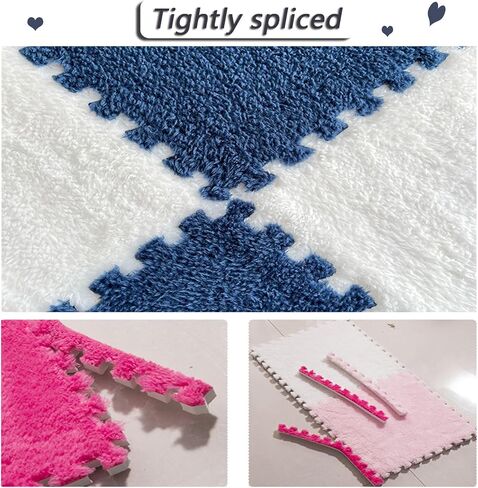 Area Rugs,Fluffy Area Rugs, Soft Puzzle Interlocking Carpet Tiles,Plush Puzzle Foam Floor Mat,Play Mat for Playroom,50 Pieces in Saudi Arabia