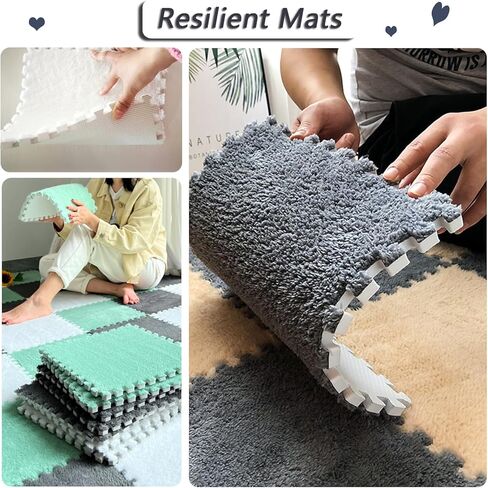 Area Rugs,Fluffy Area Rugs, Soft Puzzle Interlocking Carpet Tiles,Plush Puzzle Foam Floor Mat,Play Mat for Playroom,50 Pieces in Saudi Arabia