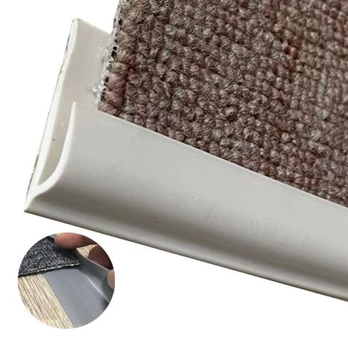 Flexible Carpet Edge Protector Transition Strip - Cuttable Anti-Slip Floor Trim for Doorways and Thresholds (1-10m)(Beige,Length 2m(6.5ft)) in Saudi Arabia