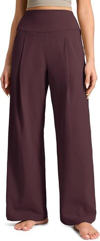 بنطلون CRZ YOGA Butterluxe Palazzo بجيوب 30 بوصة - ثنيات أمامية عالية الخصر لليوجا كاجوال واسعة الساق ناعمة زبدانية in Saudi Arabia