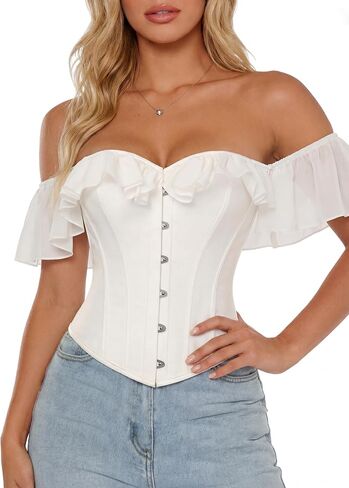 Scarlet Darkness Vintage Corset Tops for Women Renaissance Corset Boned Overbust Bodyshaper Top in Saudi Arabia