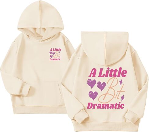 سويت شيرت بغطاء رأس لطيف ومضحك للفتيات Kawaii Preppy Graphic Sweatshirt للأطفال، بلوفر دراماتيكي قليلاً in Saudi Arabia