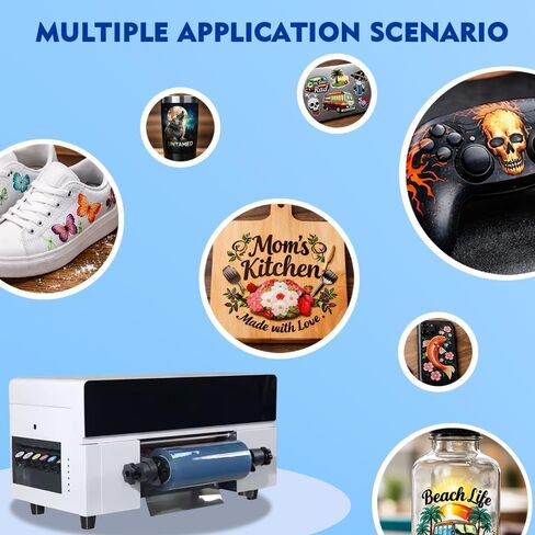 طابعة A3 UV DTF للملصقات الكريستالية، عرض طباعة 30 سم، رأس طباعة EPSON DX7، آلة طباعة DTF صناعية، 720 نقطة لكل بوصة، سرعة 1 متر/ساعة (3 طابعة DTF بالأشعة فوق البنفسجية) in Kuwait