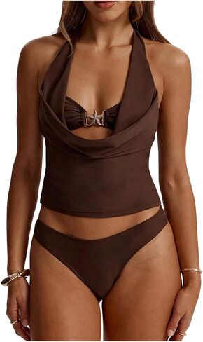 SweatyRocks Women's Two Piece Tankini Swimsuit Starfish Cowl Neck Halter Bathing Suit Swimwear in Saudi Arabia