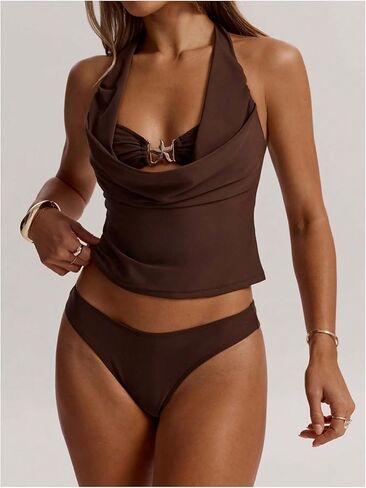 SweatyRocks Women's Two Piece Tankini Swimsuit Starfish Cowl Neck Halter Bathing Suit Swimwear in Saudi Arabia