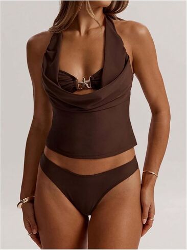 SweatyRocks Women's Two Piece Tankini Swimsuit Starfish Cowl Neck Halter Bathing Suit Swimwear in Saudi Arabia