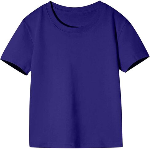 Short Sleeve T-Shirts for Boys and Girls, Solid Round Neck Summer Top, Soft Casual Tees for Kids (2-12 Y) Basic Wear in Saudi Arabia