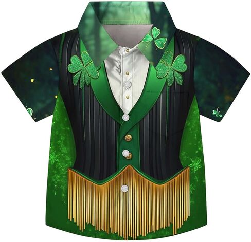 Kids St. Patrick's Day Printed Shirts (2-15 Years) | Holiday Themed School Uniform Casual Top, Button-Down Tees in Saudi Arabia