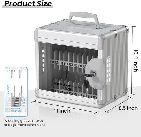 Glosen Cellphone Lock Box with Key for School Classroom Office Exam (Silver,24-Slots Aluminum Alloy Phone Locker),Portable Phone Storage Cabinet for School [Wall Mounted] in Saudi Arabia