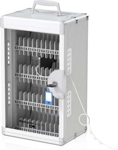 Glosen Cellphone Lock Box with Key for School Classroom Office Exam (Silver,24-Slots Aluminum Alloy Phone Locker),Portable Phone Storage Cabinet for School [Wall Mounted] in Saudi Arabia