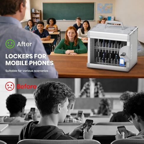 Glosen Cellphone Lock Box with Key for School Classroom Office Exam (Silver,24-Slots Aluminum Alloy Phone Locker),Portable Phone Storage Cabinet for School [Wall Mounted] in Saudi Arabia