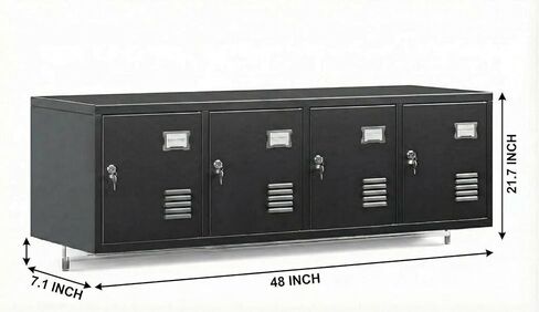 4-Door Metal Locker Cabinet for Employees, Wall-Mounted Storage Locker with Lock, Card Slot & Ventilation Holes, Heavy Duty Steel Lockers for Office, Gym, School, Home – 0.6mm Thick Steel, Black in Kuwait