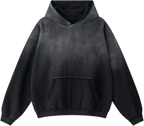 MGL&QQJ Men's Green Oversized Hoodie Loose Fit Pullover Sweatshirt with Drop Shoulder Vintage washed for Casual Streetwear in Saudi Arabia