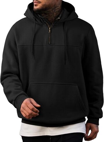 JMIERR Mens Casual Cotton Hoodies Drawstring Quarter Zip Pullover Sweatshirts in Saudi Arabia