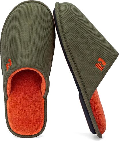 RockDove Mens Two Tone Memory Foam Scuff Slippers Lightweight Breathable Non Slip Indoor Outdoor Gift Ready in Kuwait