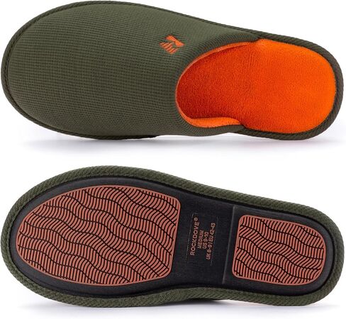 RockDove Mens Two Tone Memory Foam Scuff Slippers Lightweight Breathable Non Slip Indoor Outdoor Gift Ready in Kuwait
